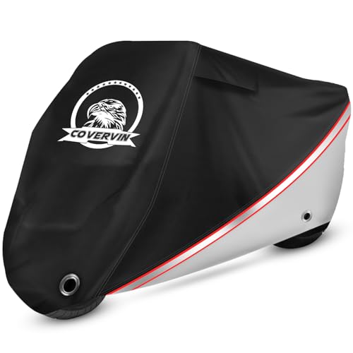 Motorcycle Cover Waterproof Universal Outdoor Storage Cover (XL-96 inch / Silver)