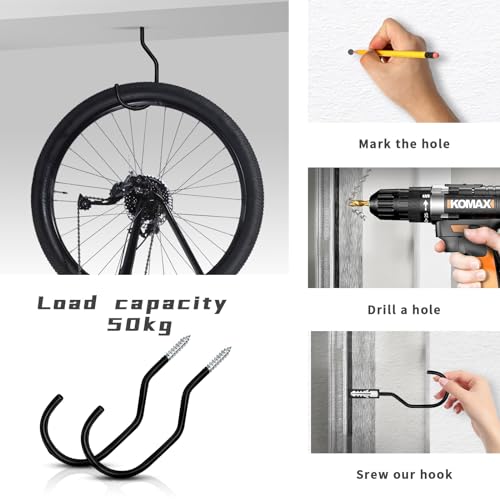 Bike Hooks Heavry Duty 6 (6 Pack / Black)