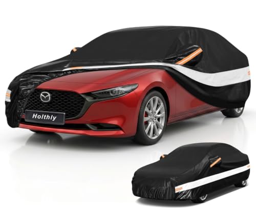 10 Layers Car Cover Custom Fit for Mazda 3 Sedan (Black Gray / Custom Fit for Mazda 3)