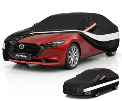 10 Layers Car Cover Custom Fit for Mazda 3 Sedan (Black Gray / Custom Fit for Mazda 3)