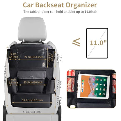 Car Backseat Organizer with Touch Screen Tablet Holder (Black / 1 Pack)