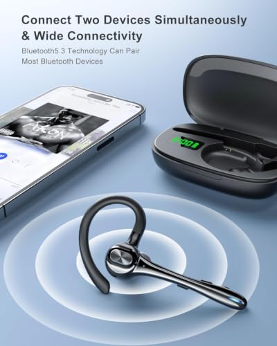 Earbuds Wireless Earpiece Bluetooth Headset Noise Canceling Mic Hands Free (Black)