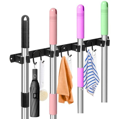 Broom Holder Wall Mount (Black-1 Pack)