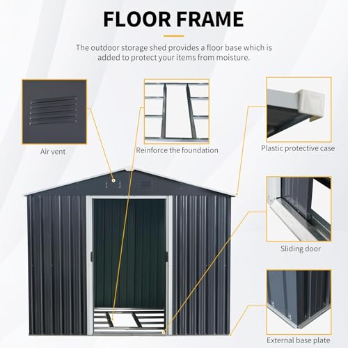 8x10 FT Outdoor Storage Shed (8x10 FT/No Window / Black)