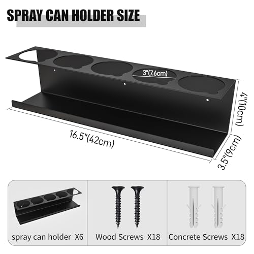 6 Pack Spray Bottle Holder Wall (Black / 6 Pack)