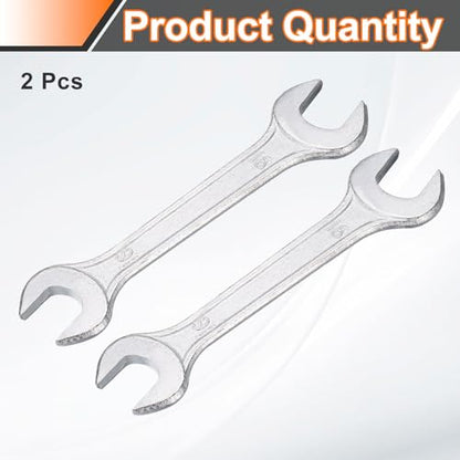 2pcs Double Open End Wrench 16mm x 18mm Metric 15 Degree Offset Angle Small Flat Head Wrench Galvanizing Open Ended Spanner for Automotive Repair Furniture Assembly (16mm x 18mm)