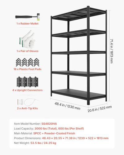 Garage Shelving (20" D x 48" W x 71.4")