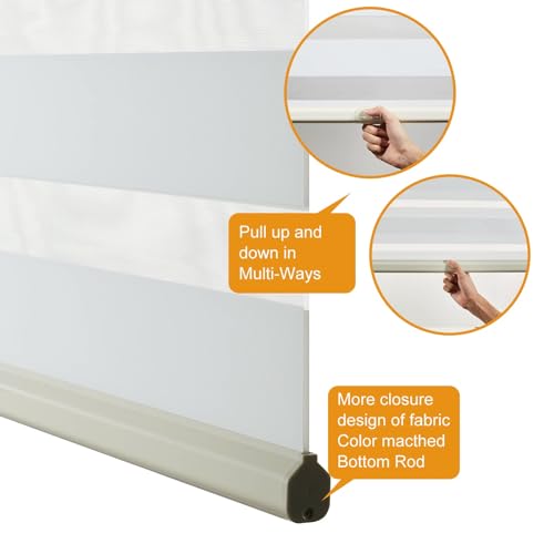 Cordless Zebra Blinds for Windows Free (34.5"w X 64"h / Cream)