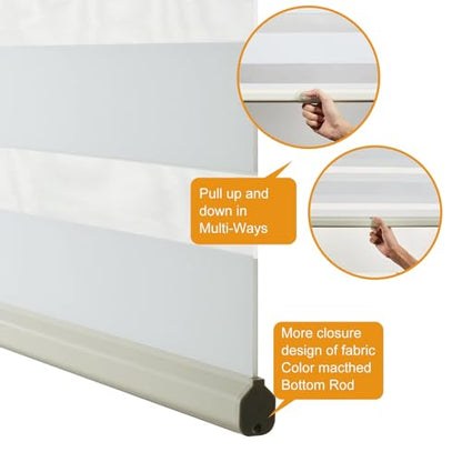 Cordless Zebra Blinds for Windows Free (34.5"w X 64"h / Cream)