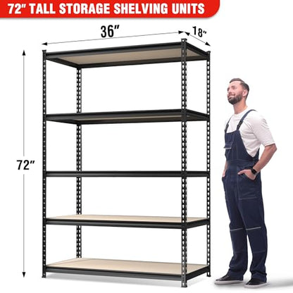 5 Tier Shelving with Particle Board (36"W x 18"D x 72"H)