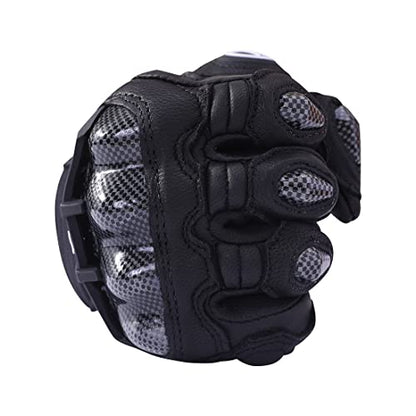 Mens Leather Motorbike Gloves KM046 Black XL (X-Large / Black)