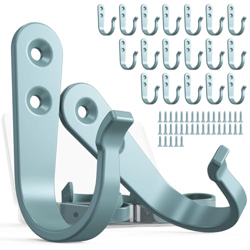 20 Pack Coat Hooks for Hanging (20pcs + Light Blue)