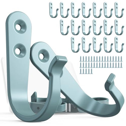 20 Pack Coat Hooks for Hanging (20pcs + Light Blue)
