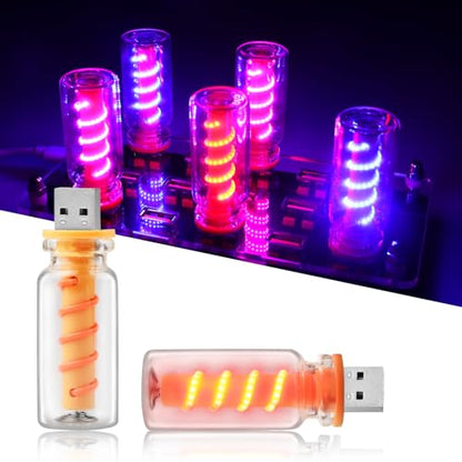 2PCS [Retro Playful Style] USB Lights for Car (Red(Spiral) / Clear Glass)