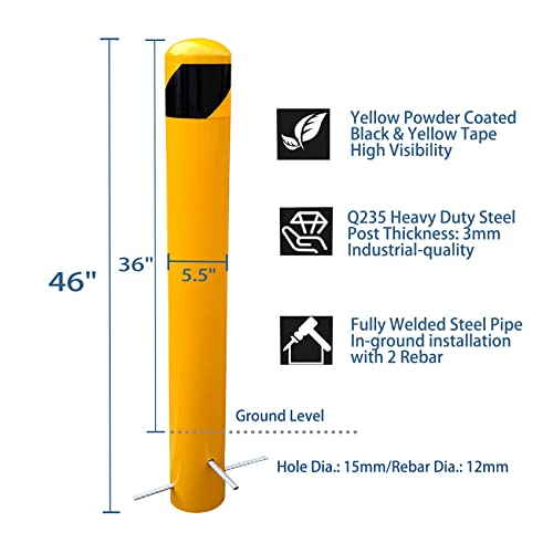 46" Pour in Place Steel Bollard Post (46" H x 5.5" D)