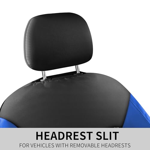 Faux Leather Front Car Seat Covers (N1 Black Blue / Front Seat)
