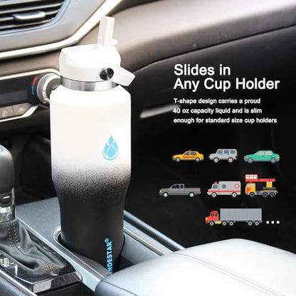SENDESTAR 40oz Stainless Steel Water Bottle (Day&Night / 40 Ounces)