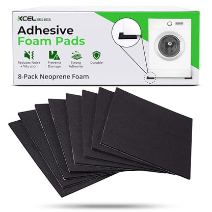 Anti Vibration Pads Furniture Pads Self Stick Versatile Adhesive Foam Rubber Pads Sheets for Appliances and Furniture (6" x 6" x 1/8" / Black)