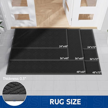 Durable Indoor Outdoor Door Mat (2' x 6' (Rectangular) / Black-diamond)