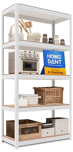 House White 36.2" W 5 Tier Storage Shelves Garage Shelving Unit (White / 36.2"W x 16.5"D)