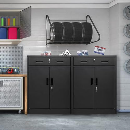 Metal Storage Cabinet (Black / 36" H x 28" W x 16" D)