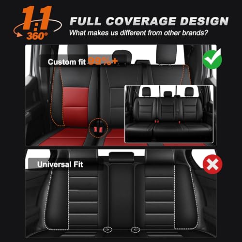 Custom Fit Seat Covers for Ford F150 2015 (Black/Red / 2015-2026 F150 SuperCrew Cab, Full Set)