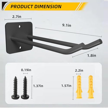 Garage Storage Hooks Heavy Duty Steel Tool Organizer Wall Mount Hangers Racks for Ropes Hoses and Garden Yard Tools Organization Holder Bulk Items Hanging 9 Inch (1 Pack)