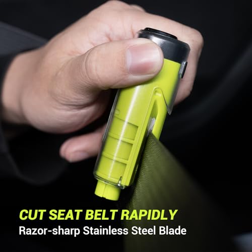 Window Breaker Seatbelt Cutter with Flashlight (Green)