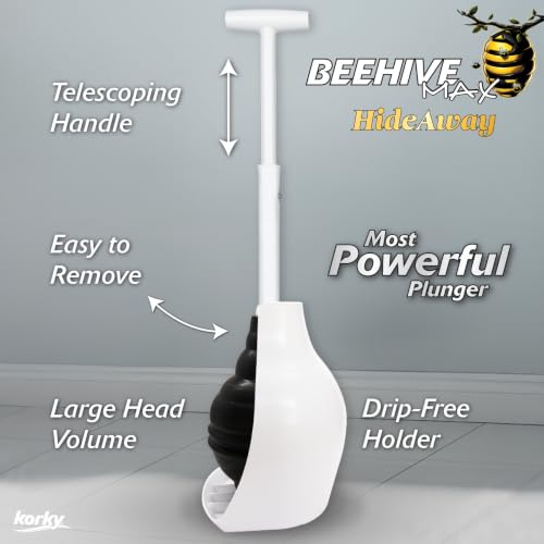BeehiveMAX Hideaway Toilet Plunger & Holder in White (White)
