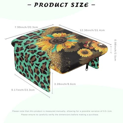 Sunflower Leopard Print Green Car Center Console Pad Comfortable Anti (Sunflower Leopard Print Green)