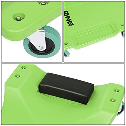 40Inch Low Profile Plastic Rolling Garage Shop Creeper with Padded Headrest (Green / 40 Inches)