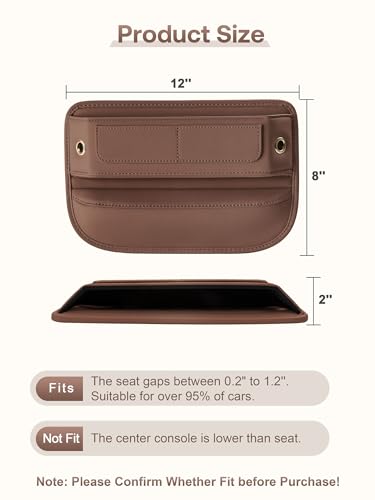 Universal Fit Premium Leather Car Seat Gap Filler Organizer (04 Brown, 2 Pack)
