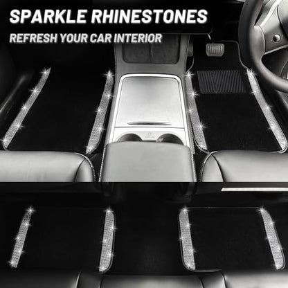 Bling Car Floor Mats Full Set (Silver Diamond / Car Floor Mats (4 Pieces))