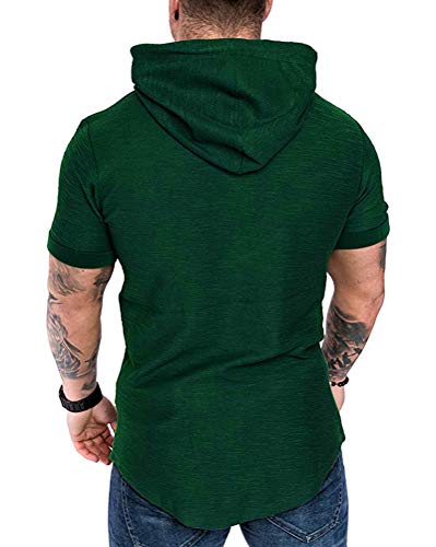 Mens Fashion Hoodies Sport Pullover Solid Color Shirt Workout Lightweight Tops Dark Green (Small / Dark Green1)