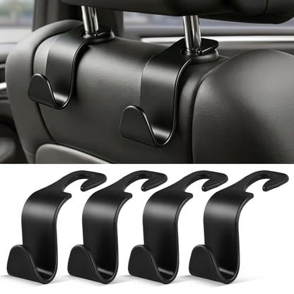 4 Pack Car Seat Headrest Hooks (4pc / Black)