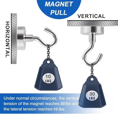 Magnetic Hooks for Cruise Cabins 30LBS Heavy Duty Magnet Hook 4 P (Silver / 0.63in)