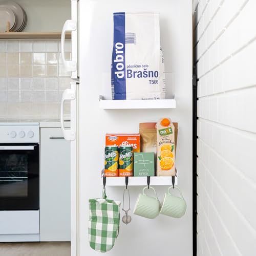 2 Pack Magnet Spice Rack For Refrigerator (White)