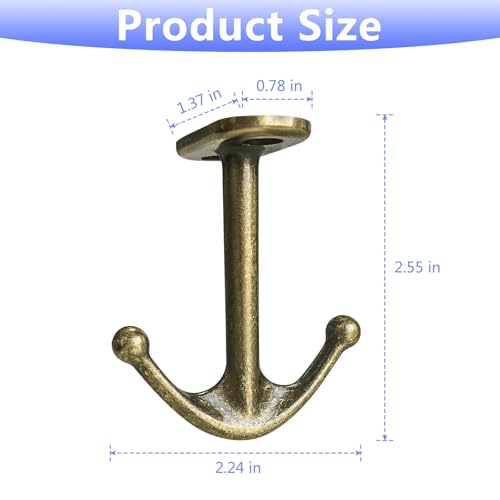 Ball Two Prong Ceiling Hook for Closet Top Bathroom Kitchen Cabinet Garage Pack of 8 (Bronze)