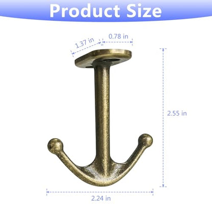 Ball Two Prong Ceiling Hook for Closet Top Bathroom Kitchen Cabinet Garage Pack of 8 (Bronze)