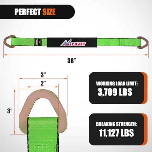 2" x 38" Axle Tie Down Straps with D (4Pcs 2in x 38in Axle Tie Down Straps Green)