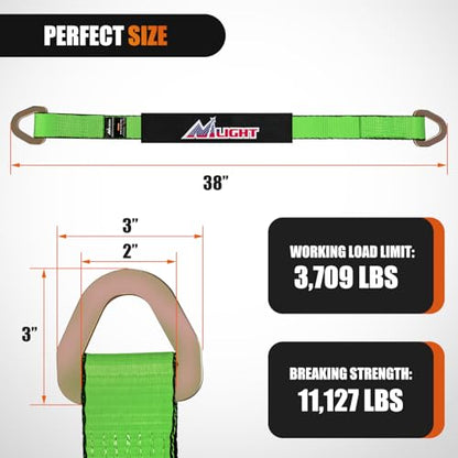 2" x 38" Axle Tie Down Straps with D (4Pcs 2in x 38in Axle Tie Down Straps Green)
