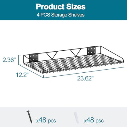 Garage Wall Shelving (Black / 12"X23.8")