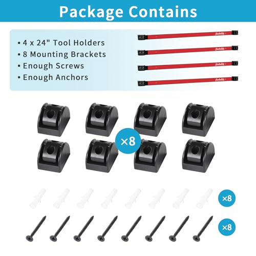 4 Pieces 24" Magnetic Tool Holder Strip (Red 4PC / 24")