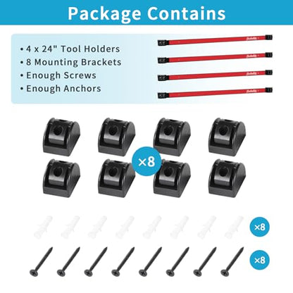 4 Pieces 24" Magnetic Tool Holder Strip (Red 4PC / 24")