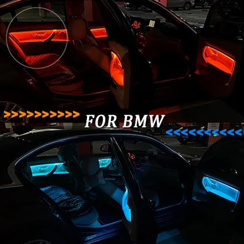 Car Interior Door LED Lighting Ambient Light Trim Strip Accessories with Blue and Orange Colors Atmosphere Lights for BMW 3 Series F30 12 (Black)