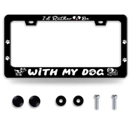 I'd Rather Be with My Dog Stainless Steel License Plate Frame for US Cars (I'D Rather Be With My Dog)