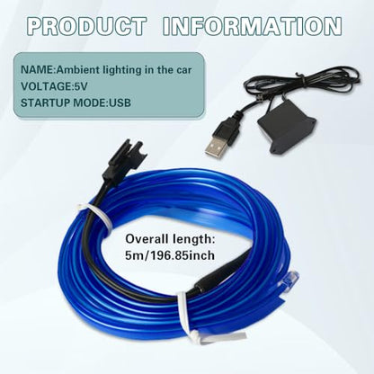 EL Wire Interior Car LED Strip Lights (Blue)
