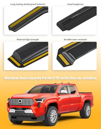 Window Visors Rain Guards for Toyota Tacoma Double Cab 2024 (Fit for 2024-2026 Tacoma Double Cab)