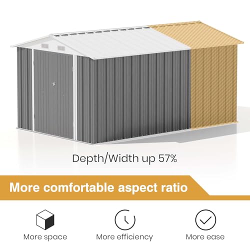 8 x 12 FT Outdoor Storage Shed (Gray / 8x12 FT)