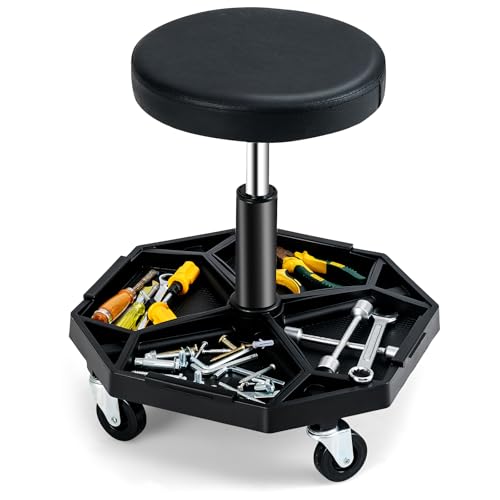 Adjustable Mechanic Rolling Stool (Black)
